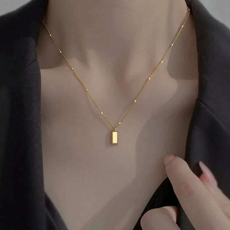 KIMLUD, New Simple Small Golden Nugget Metal Texture Pendant Necklace for Women Fashionable Daily Accessory Party Jewelry Birthday Gifts, XL871-G, KIMLUD APPAREL - Womens Clothes