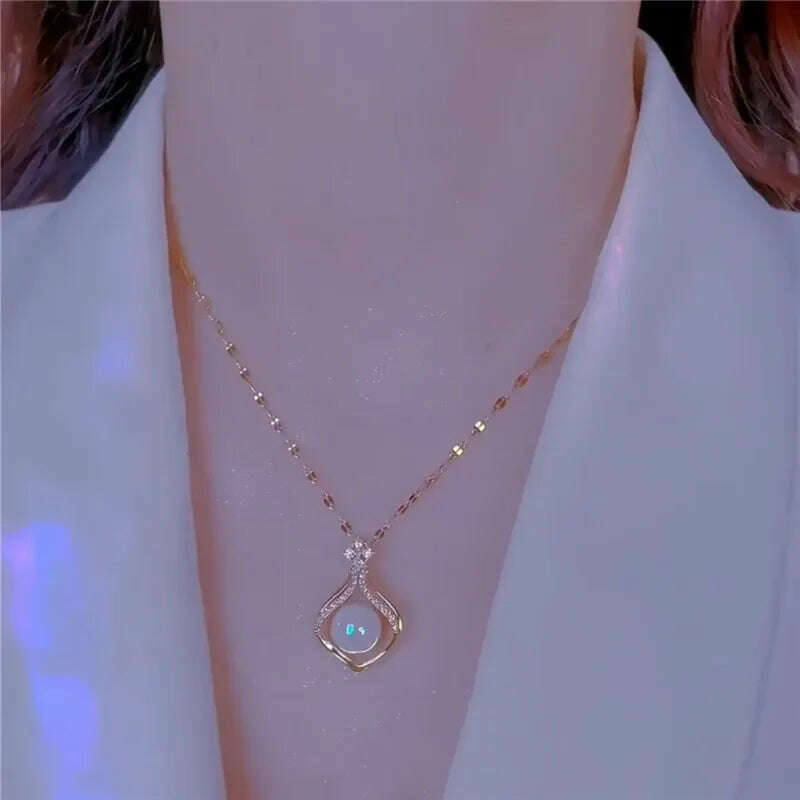 New Simple Small Golden Nugget Metal Texture Pendant Necklace for Women Fashionable Daily Accessory Party Jewelry Birthday Gifts - KIMLUD