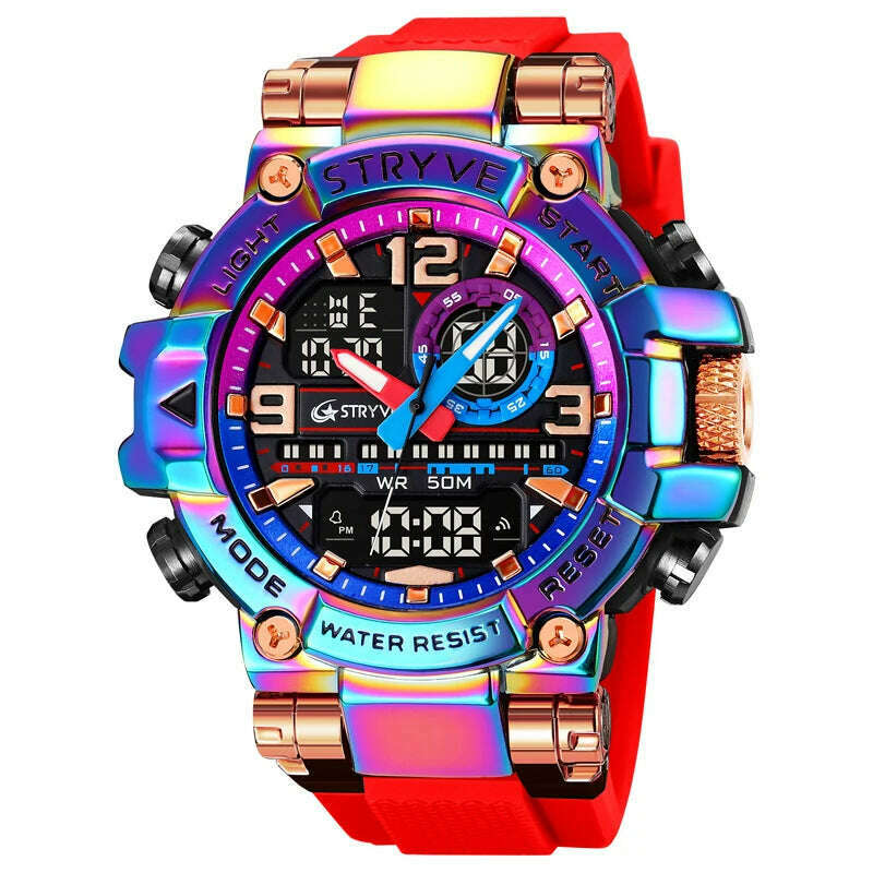 KIMLUD, New STRYVE Watch for Men's High Quality Digital-Analog Dual Movement 5ATM Waterproof Watches Fashion Sports Men's Watch 8025, KIMLUD Womens Clothes