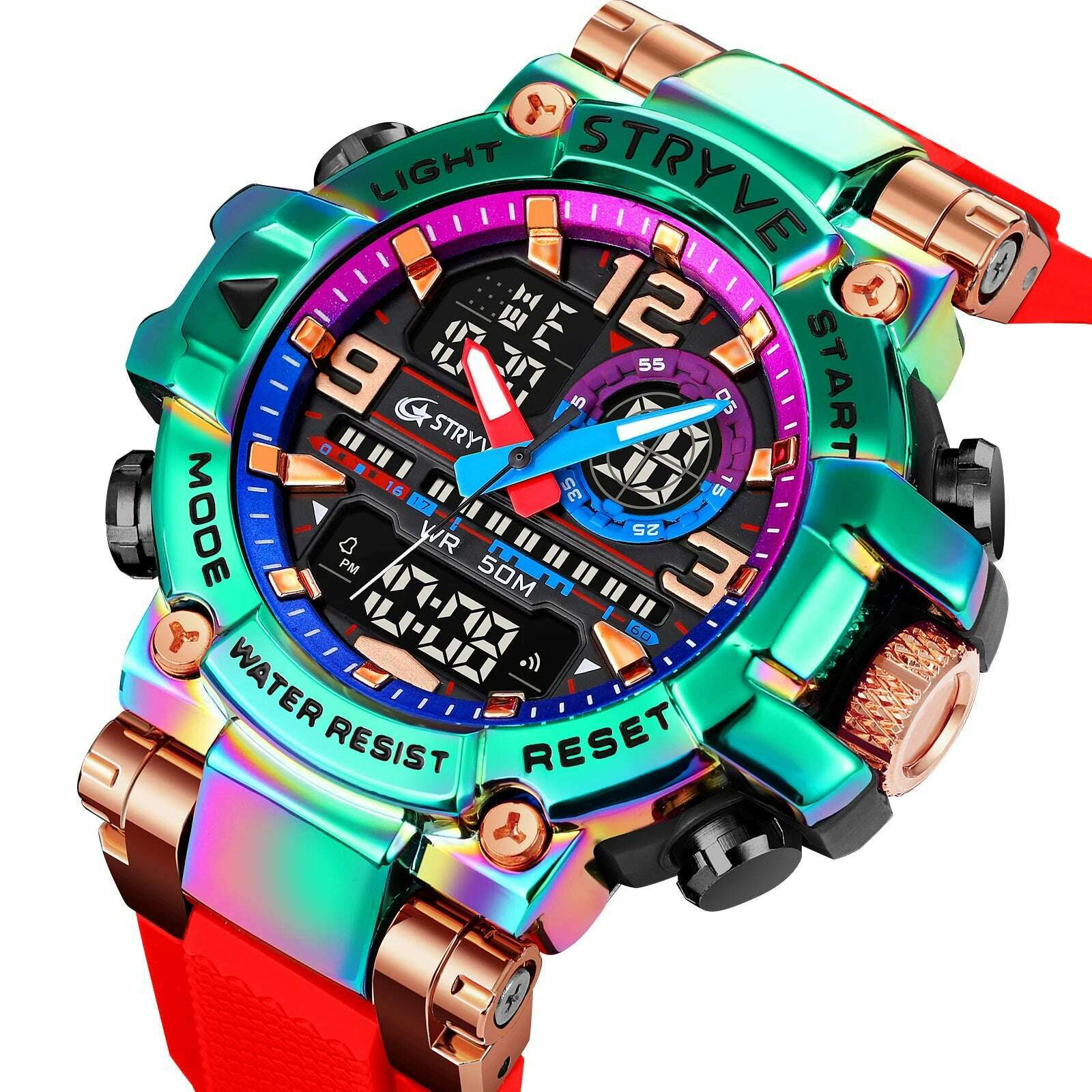 KIMLUD, New STRYVE Watch for Men's High Quality Digital-Analog Dual Movement 5ATM Waterproof Watches Fashion Sports Men's Watch 8025, KIMLUD Womens Clothes