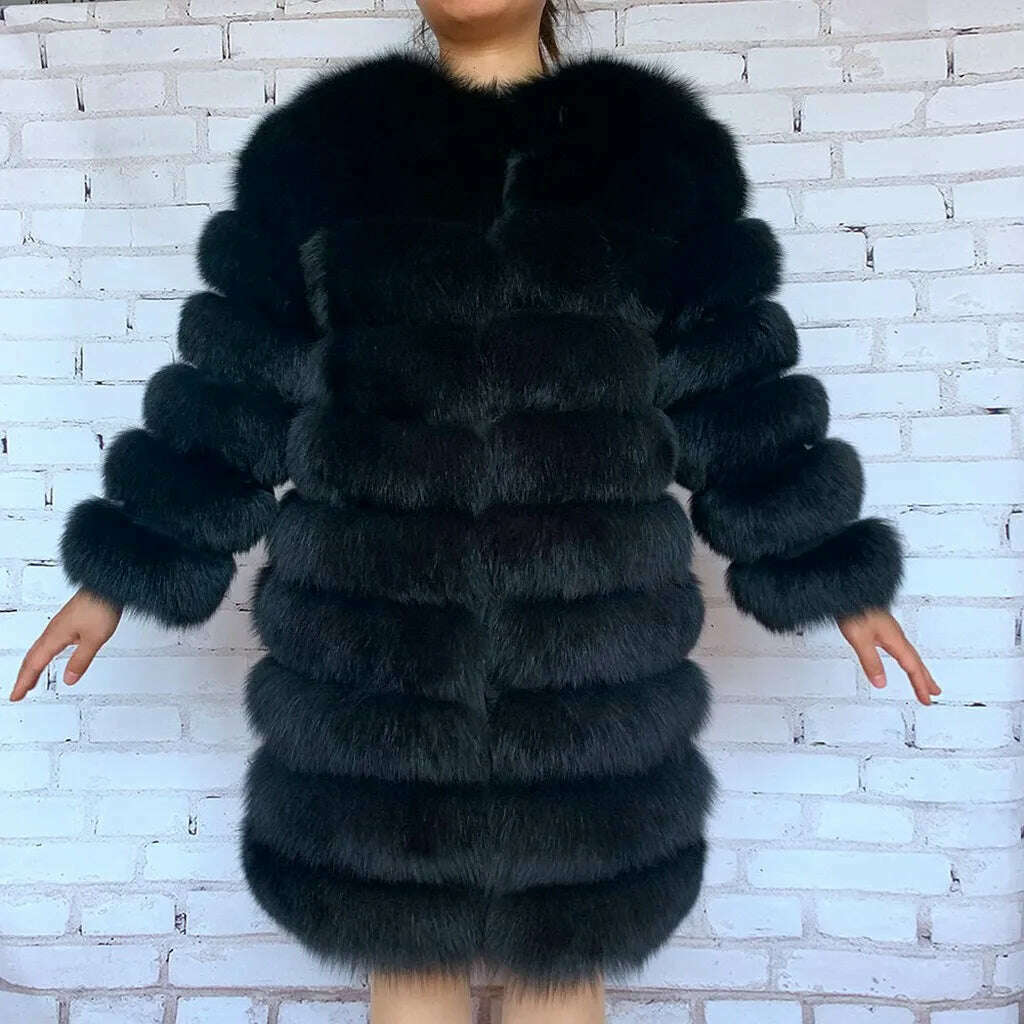 KIMLUD, NEW style  4in1 real fur coats Women Natural Real Fur Jackets Vest Winter Outerwear Women fox fur coat high quality fur Clothes, black / 4XL bust112CM, KIMLUD APPAREL - Womens Clothes