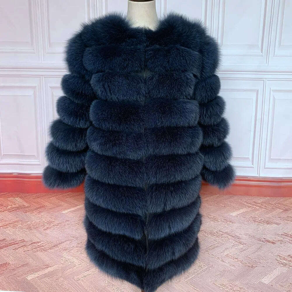 KIMLUD, NEW style  4in1 real fur coats Women Natural Real Fur Jackets Vest Winter Outerwear Women fox fur coat high quality fur Clothes, Navy blue / 7XL bust124CM, KIMLUD APPAREL - Womens Clothes