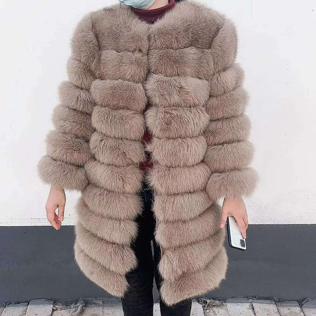 KIMLUD, NEW style  4in1 real fur coats Women Natural Real Fur Jackets Vest Winter Outerwear Women fox fur coat high quality fur Clothes, KIMLUD Womens Clothes