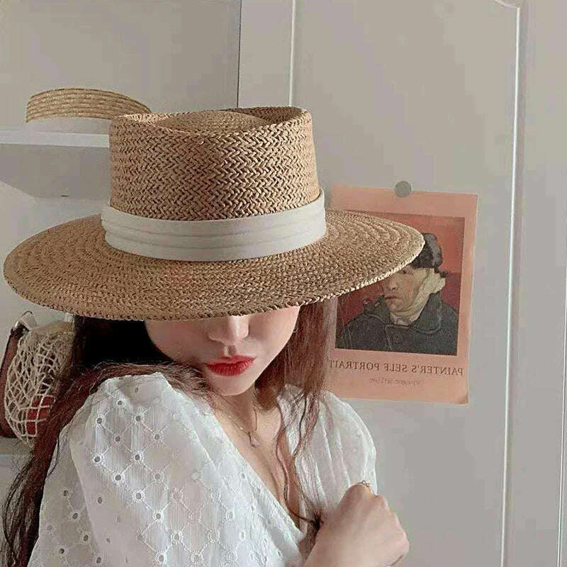 NEW Summer Hat for Women Men Panama Straw Hats Travel Beach Sun Hat Wide Brim Fedora Jazz Hat UV Protection Summer Holiday Hats - KIMLUD