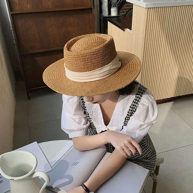 NEW Summer Hat for Women Men Panama Straw Hats Travel Beach Sun Hat Wide Brim Fedora Jazz Hat UV Protection Summer Holiday Hats - KIMLUD