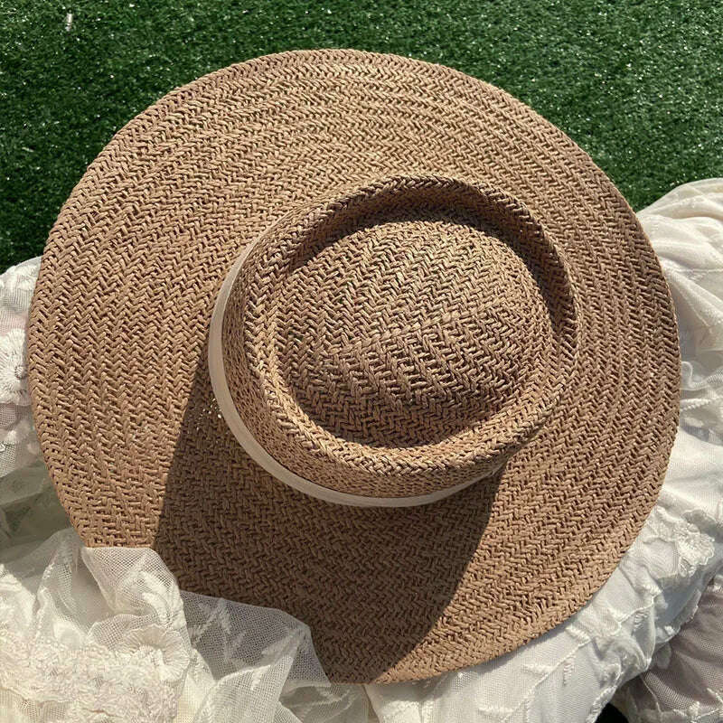 NEW Summer Hat for Women Men Panama Straw Hats Travel Beach Sun Hat Wide Brim Fedora Jazz Hat UV Protection Summer Holiday Hats - KIMLUD