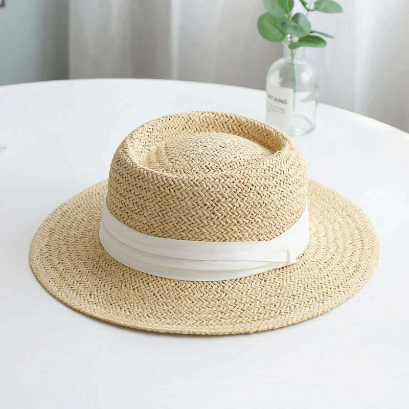 NEW Summer Hat for Women Men Panama Straw Hats Travel Beach Sun Hat Wide Brim Fedora Jazz Hat UV Protection Summer Holiday Hats - KIMLUD