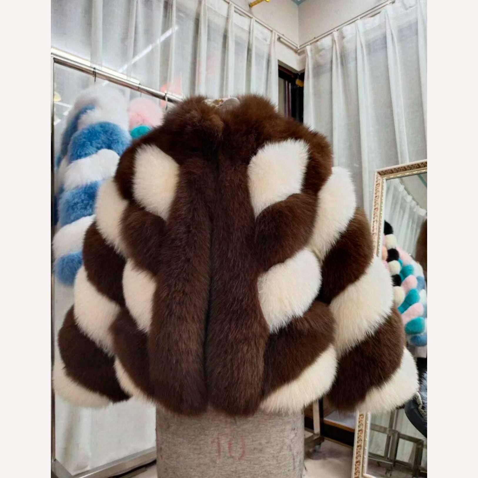 KIMLUD, New Winter Women Real Fox Fur Coat Natural Fur Jacket Big Fluffy Fox Fur Outerwear Fashion Streetwear Thick Warm Full Sleeve, color 5 / S bust 95cm, KIMLUD APPAREL - Womens Clothes