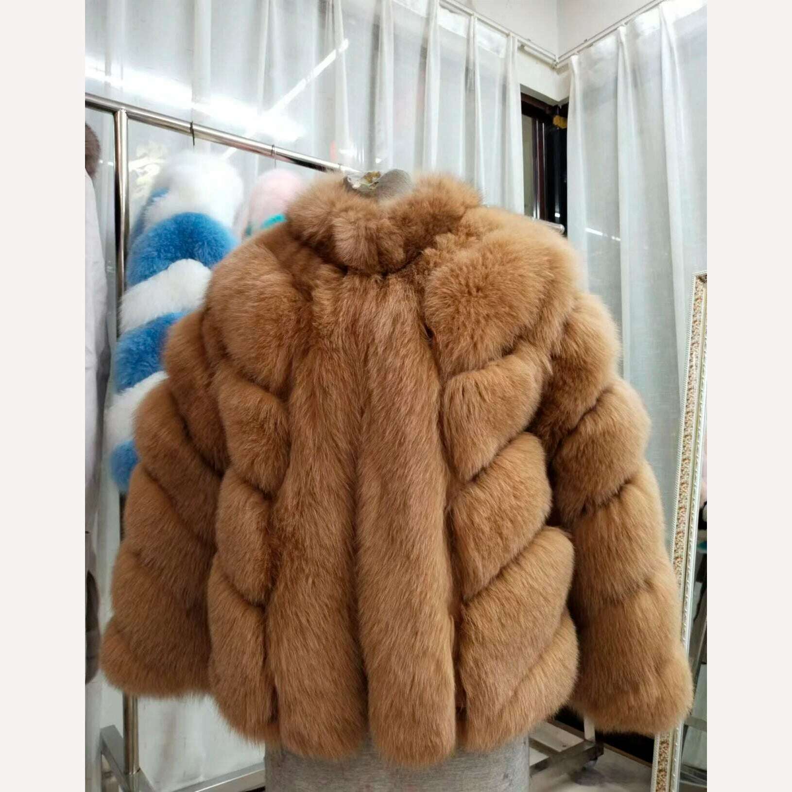 KIMLUD, New Winter Women Real Fox Fur Coat Natural Fur Jacket Big Fluffy Fox Fur Outerwear Fashion Streetwear Thick Warm Full Sleeve, KIMLUD Womens Clothes