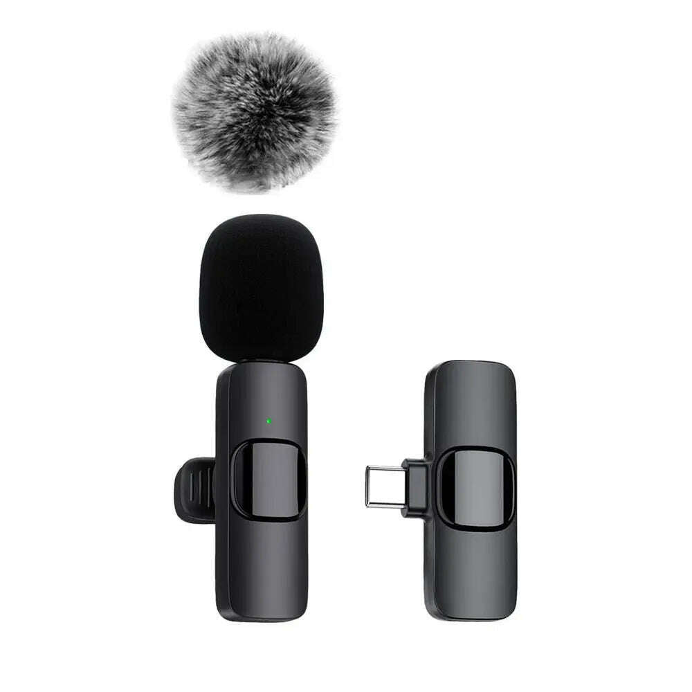 KIMLUD, NEW Wireless Lavalier Microphone Audio Video Recording Mini Mic For iPhone Android Laptop Live Gaming Mobile Phone Microphone, 1in1 For Type-C, KIMLUD APPAREL - Womens Clothes