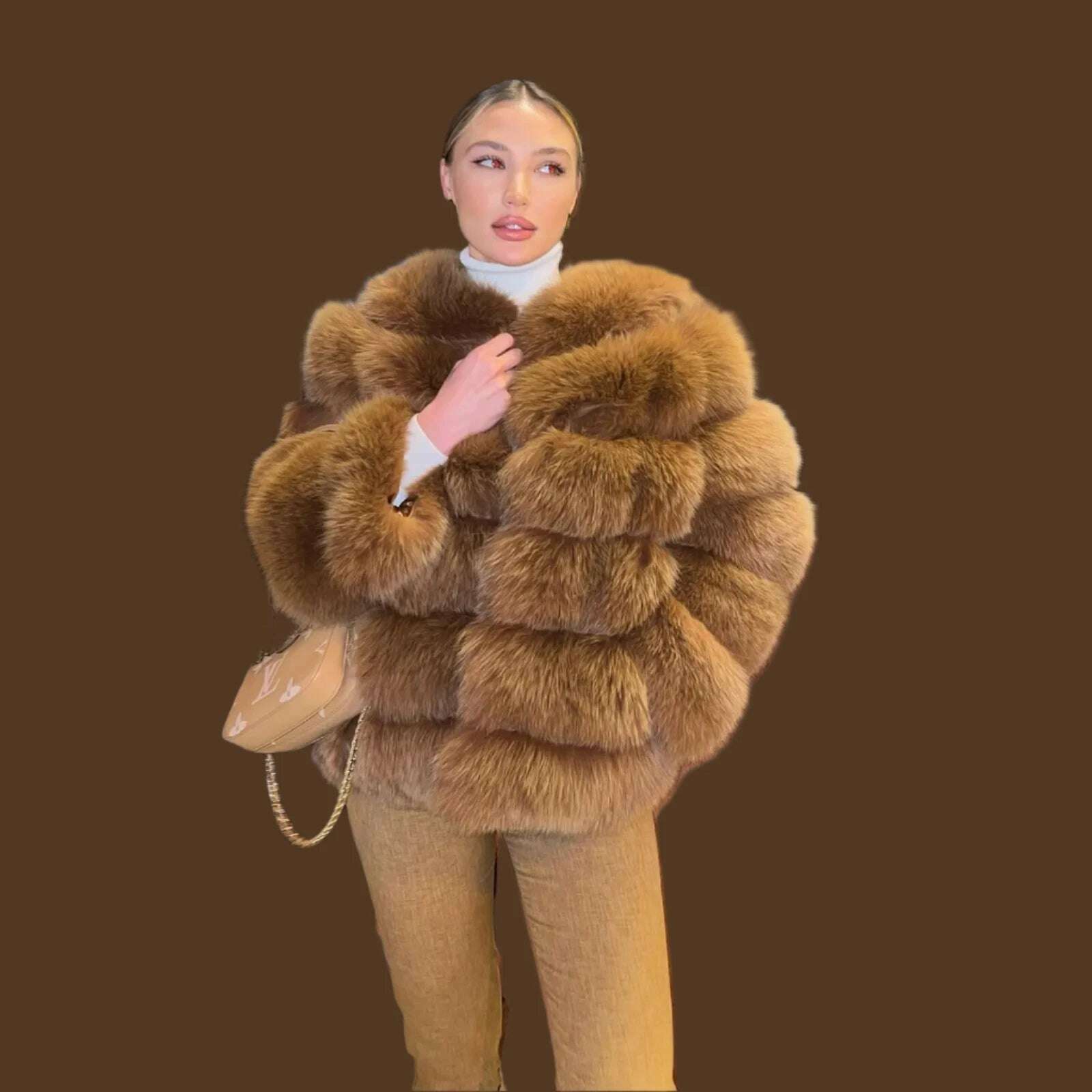 New Women Natural Genuine Fox Fur Short Coat Winter Luxury Real Fox Fur Warm Jacket Lady Elegant Genuine Fur Thick Overcoat - KIMLUD