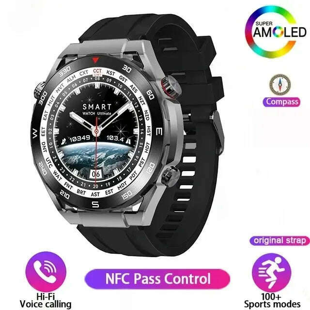 KIMLUD, NFC Smart Watch Men Full Touch Screen Bluetooth Call GPS Track Compass IP68 Heart Rate ECG 1.5 Inch Smartwatch For Apple Samsung, KIMLUD Womens Clothes