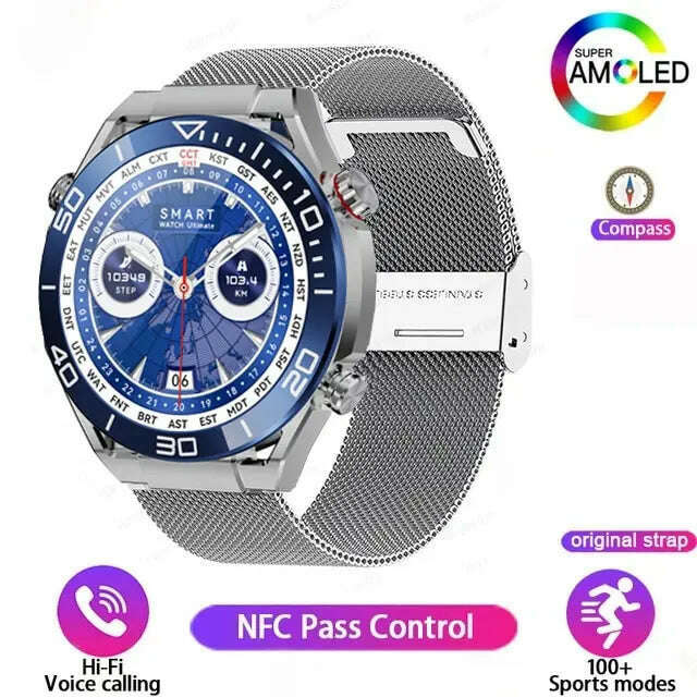 KIMLUD, NFC Smart Watch Men Full Touch Screen Bluetooth Call GPS Track Compass IP68 Heart Rate ECG 1.5 Inch Smartwatch For Apple Samsung, KIMLUD Womens Clothes