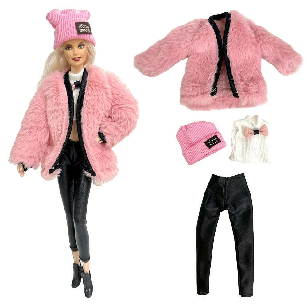 KIMLUD, NK 1 Pcs Fashion Coat for Barbie Doll Cotton Jacket Winter Dress Long Clothes Fur Coat For 1/6 BJD Doll Accessories Toy JJ, D Not Include Doll, KIMLUD APPAREL - Womens Clothes