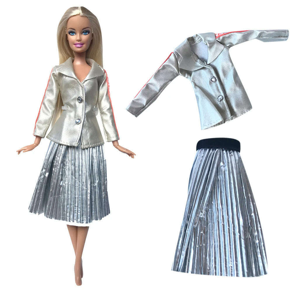 KIMLUD, NK 1 Pcs Fashion Coat for Barbie Doll Cotton Jacket Winter Dress Long Clothes Fur Coat For 1/6 BJD Doll Accessories Toy JJ, F Not Include Doll, KIMLUD APPAREL - Womens Clothes