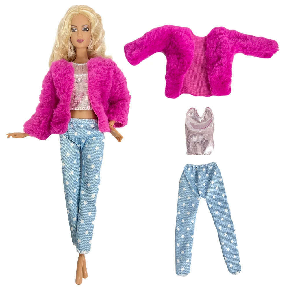 KIMLUD, NK 1 Pcs Fashion Coat for Barbie Doll Cotton Jacket Winter Dress Long Clothes Fur Coat For 1/6 BJD Doll Accessories Toy JJ, L Not Include Doll, KIMLUD APPAREL - Womens Clothes