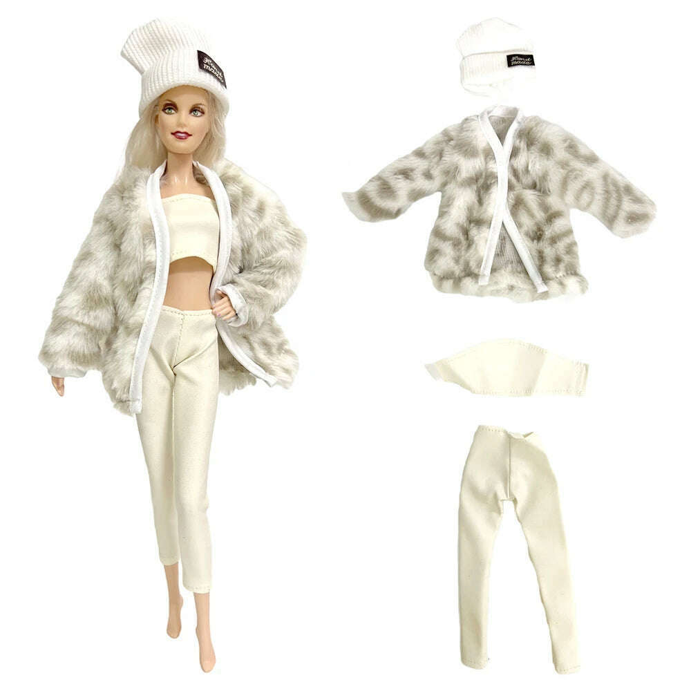 KIMLUD, NK New Outfit  For 1/6 FR Doll Clothes Dress Fashion  Fur  Coat Top Pants Clothing For Barbie Doll Clothes Doll Accessories JJ, Not Include Doll  V, KIMLUD APPAREL - Womens Clothes