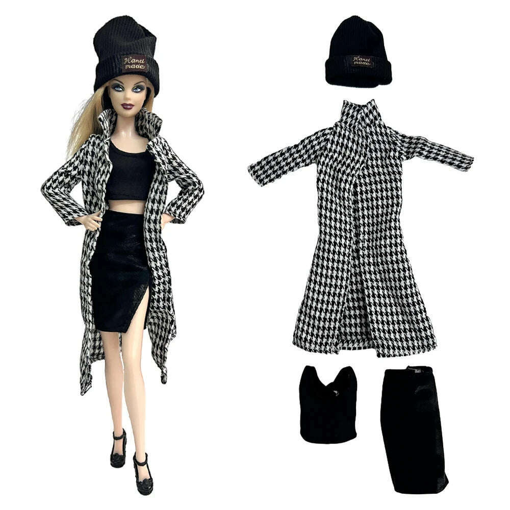 KIMLUD, NK New Outfit  For 1/6 FR Doll Clothes Dress Fashion  Fur  Coat Top Pants Clothing For Barbie Doll Clothes Doll Accessories JJ, Not Include Doll  G, KIMLUD APPAREL - Womens Clothes