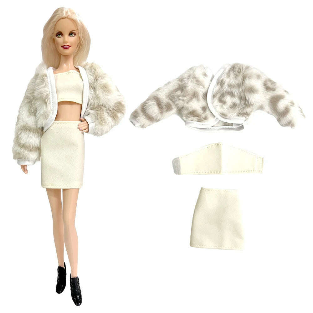 KIMLUD, NK New Outfit  For 1/6 FR Doll Clothes Dress Fashion  Fur  Coat Top Pants Clothing For Barbie Doll Clothes Doll Accessories JJ, Not Include Doll  N, KIMLUD APPAREL - Womens Clothes