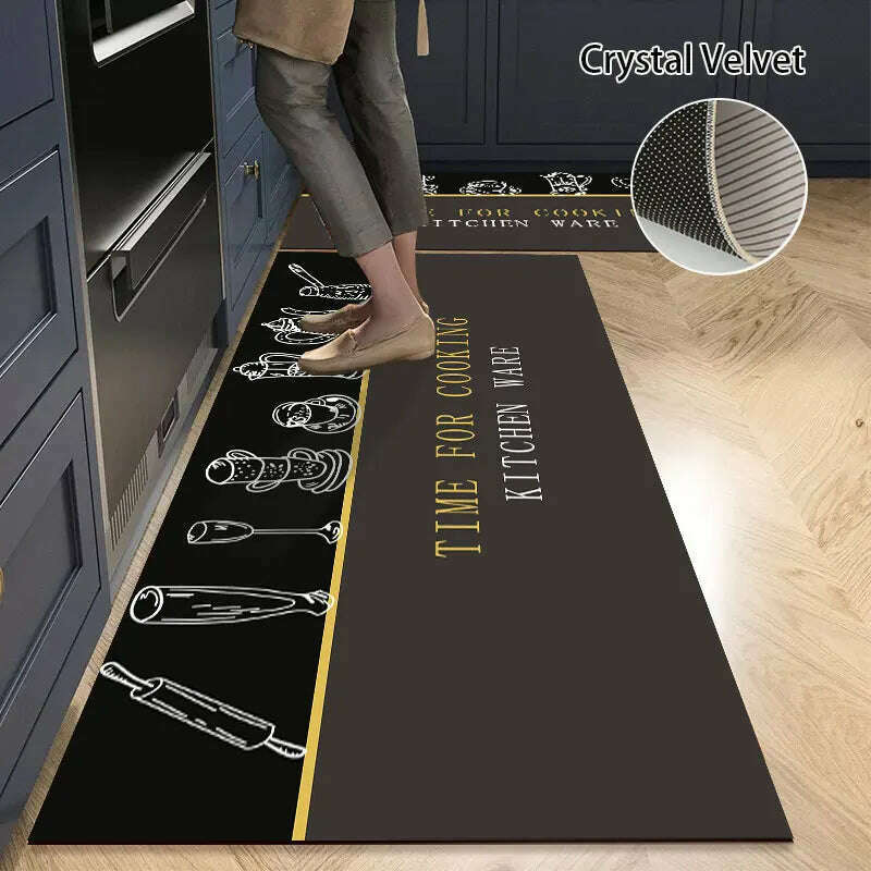 KIMLUD, Non-slip Kitchen Mat Long Rugs Crystal Velvet Carpet for Living Room Absorbent Foot Mats Bedroom Doormat Alfombra 러그 주방매트, Kitchen Mat S19 / XL  50x160cm 1pc, KIMLUD APPAREL - Womens Clothes