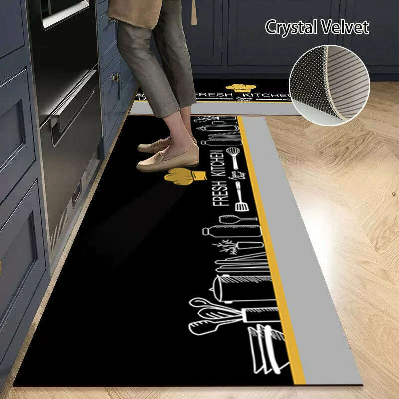 KIMLUD, Non-slip Kitchen Mat Long Rugs Crystal Velvet Carpet for Living Room Absorbent Foot Mats Bedroom Doormat Alfombra 러그 주방매트, Kitchen Mat S20 / XL  50x160cm 1pc, KIMLUD APPAREL - Womens Clothes