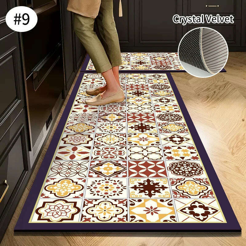 KIMLUD, Non-slip Kitchen Mat Long Rugs Crystal Velvet Carpet for Living Room Absorbent Foot Mats Bedroom Doormat Alfombra 러그 주방매트, Kitchen Mat S17 / XL  50x160cm 1pc, KIMLUD APPAREL - Womens Clothes