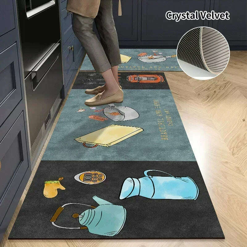 KIMLUD, Non-slip Kitchen Mat Long Rugs Crystal Velvet Carpet for Living Room Absorbent Foot Mats Bedroom Doormat Alfombra 러그 주방매트, Kitchen Mat S1 / S  40x60cm 1pc, KIMLUD APPAREL - Womens Clothes