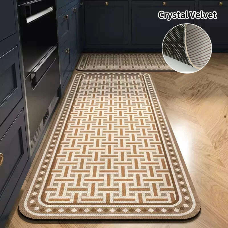 KIMLUD, Non-slip Kitchen Mat Long Rugs Crystal Velvet Carpet for Living Room Absorbent Foot Mats Bedroom Doormat Alfombra 러그 주방매트, Kitchen Mat S11 / M  50x80cm 1pc, KIMLUD APPAREL - Womens Clothes