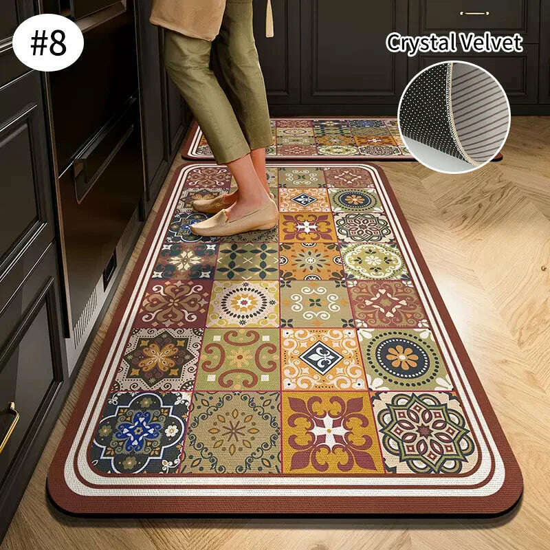 KIMLUD, Non-slip Kitchen Mat Long Rugs Crystal Velvet Carpet for Living Room Absorbent Foot Mats Bedroom Doormat Alfombra 러그 주방매트, Kitchen Mat S16 / M  50x80cm 1pc, KIMLUD APPAREL - Womens Clothes