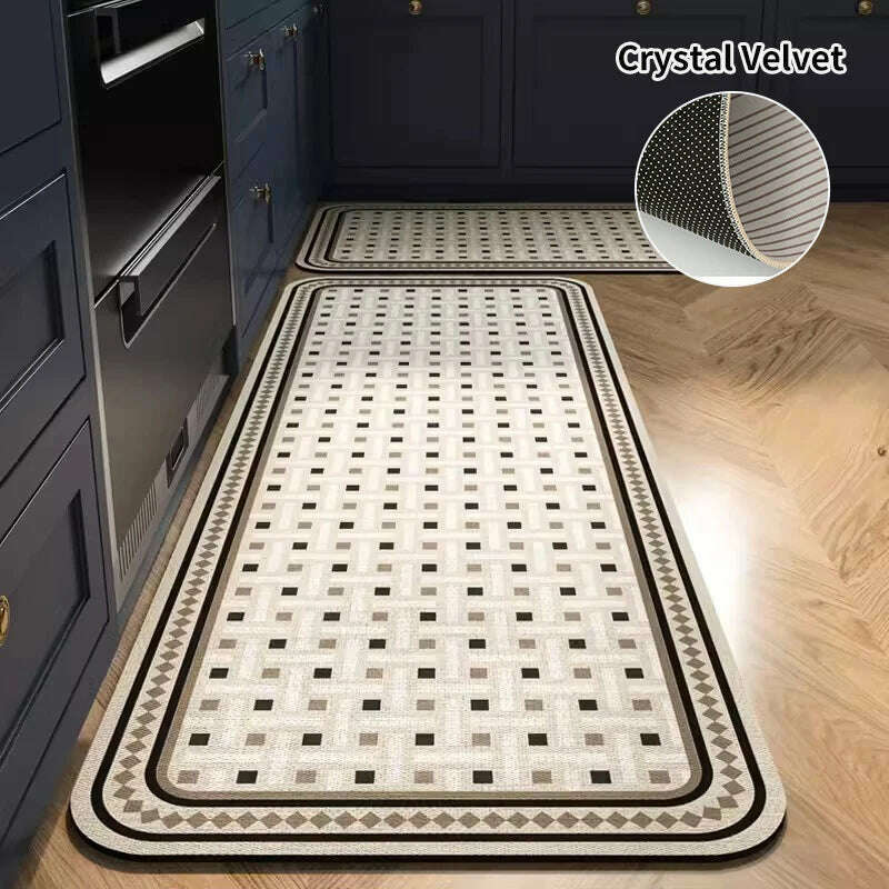 KIMLUD, Non-slip Kitchen Mat Long Rugs Crystal Velvet Carpet for Living Room Absorbent Foot Mats Bedroom Doormat Alfombra 러그 주방매트, Kitchen Mat S12 / L  40x120cm 1pc, KIMLUD APPAREL - Womens Clothes