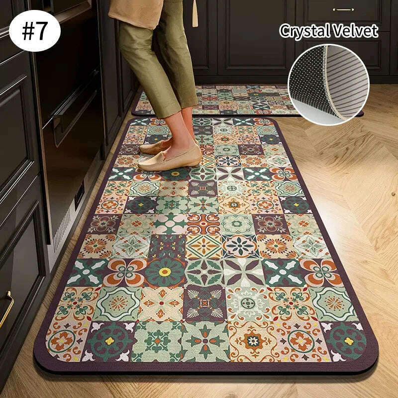 KIMLUD, Non-slip Kitchen Mat Long Rugs Crystal Velvet Carpet for Living Room Absorbent Foot Mats Bedroom Doormat Alfombra 러그 주방매트, Kitchen Mat S15 / S  40x60cm 1pc, KIMLUD APPAREL - Womens Clothes