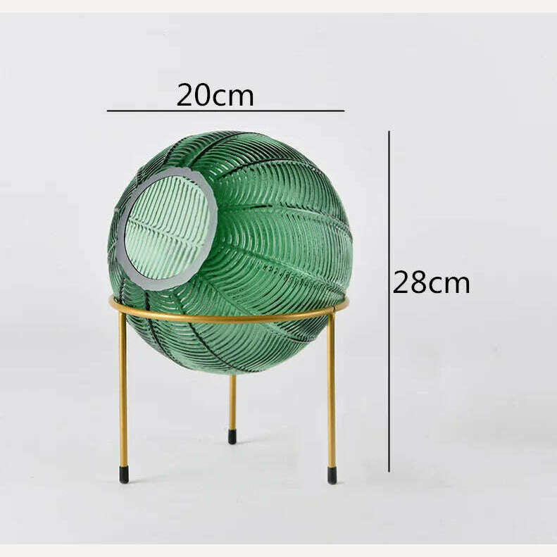 KIMLUD, Nordic Creative glass Round vase Transparent Hydroponics Flower arrangement Modern home desktop decorations Wedding flower vase, green L, KIMLUD APPAREL - Womens Clothes