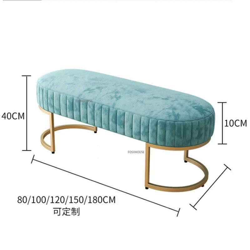 KIMLUD, Nordic Soft Velvet Bed Footrest Ottoman Living Room Furniture  Home Bedroom  Luxury Pouf Bench Entrance-hall Shoes Stool B, Blue-80cm, KIMLUD APPAREL - Womens Clothes