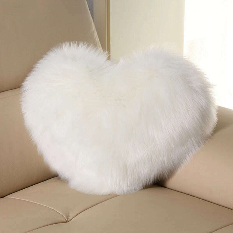 KIMLUD, Nordic Style Heart Shape Cover Shaggy Fluffy Soft Fur Plush Cushion Cover Living Room Bedroom Sofa Home Decor Pillow Covers, E, KIMLUD APPAREL - Womens Clothes