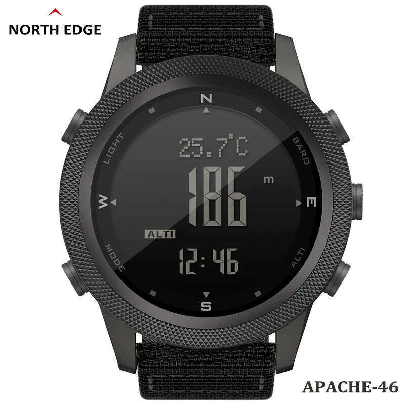 KIMLUD, NORTH EDGE APACHE-46 Men's Digital Watch Military Sports Waterproof 50M Altimeter Barometer Compass World Time Wristwatch Clock, APACHE-46-B, KIMLUD APPAREL - Womens Clothes