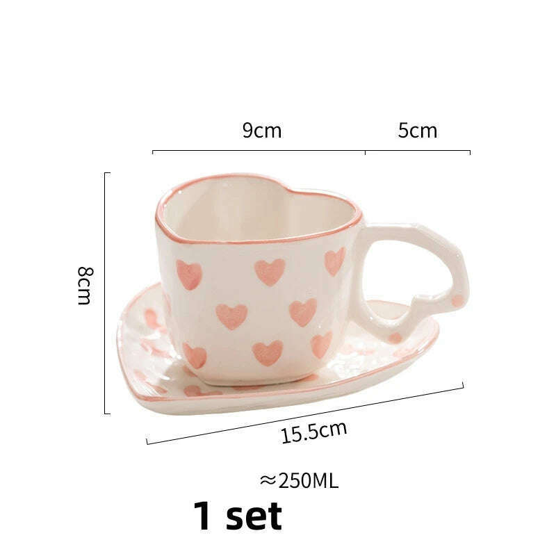 KIMLUD, Novelty Hand Painted Coffee Tea Cup Creative Heart Cup Ceramics Milk Cups Porcelain Coffee Cups Wholesale Tableware Cups Gift, KIMLUD Womens Clothes