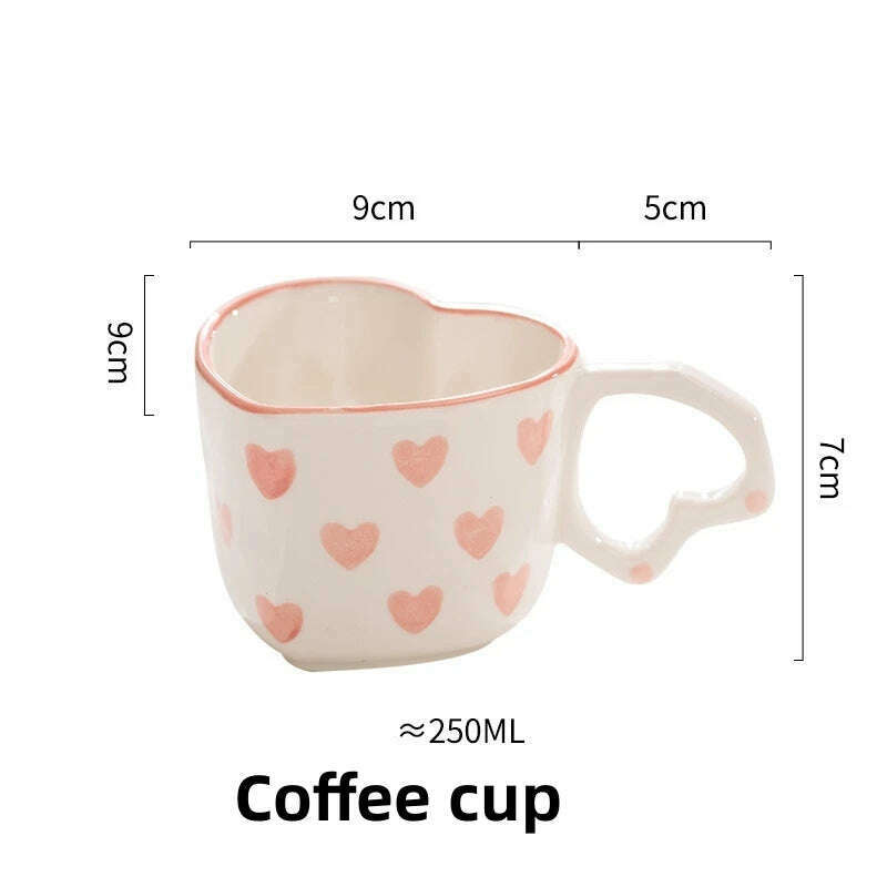 KIMLUD, Novelty Hand Painted Coffee Tea Cup Creative Heart Cup Ceramics Milk Cups Porcelain Coffee Cups Wholesale Tableware Cups Gift, Coffee cup / 201-300ml, KIMLUD APPAREL - Womens Clothes