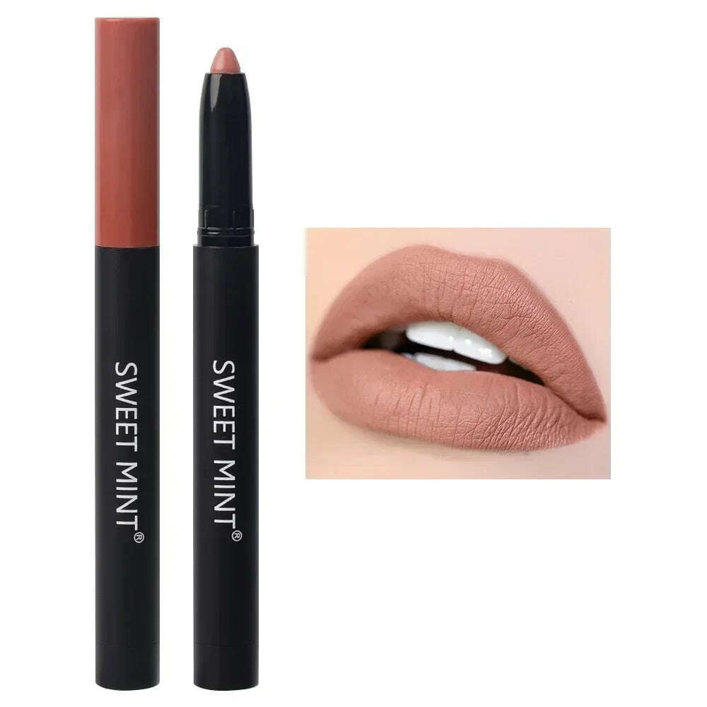 KIMLUD, Nude Brown Lipliner Pen Waterproof Sexy Red Matte Contour Tint Lipstick Lasting Non-stick Cup Lipliner Pen Lips Makeup Cosmetic, D01, KIMLUD APPAREL - Womens Clothes