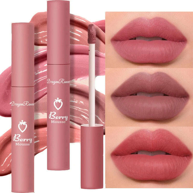 KIMLUD, Nude Matte Lip Gloss 12 Colors Long-lasting Velvet Lipstick Waterproof Non-fade Non-stick Cup Lipsticks Women Makeup Cosmetic, KIMLUD Womens Clothes