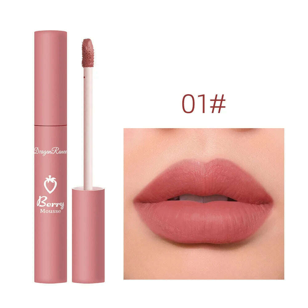 KIMLUD, Nude Matte Lip Gloss 12 Colors Long-lasting Velvet Lipstick Waterproof Non-fade Non-stick Cup Lipsticks Women Makeup Cosmetic, 01, KIMLUD APPAREL - Womens Clothes