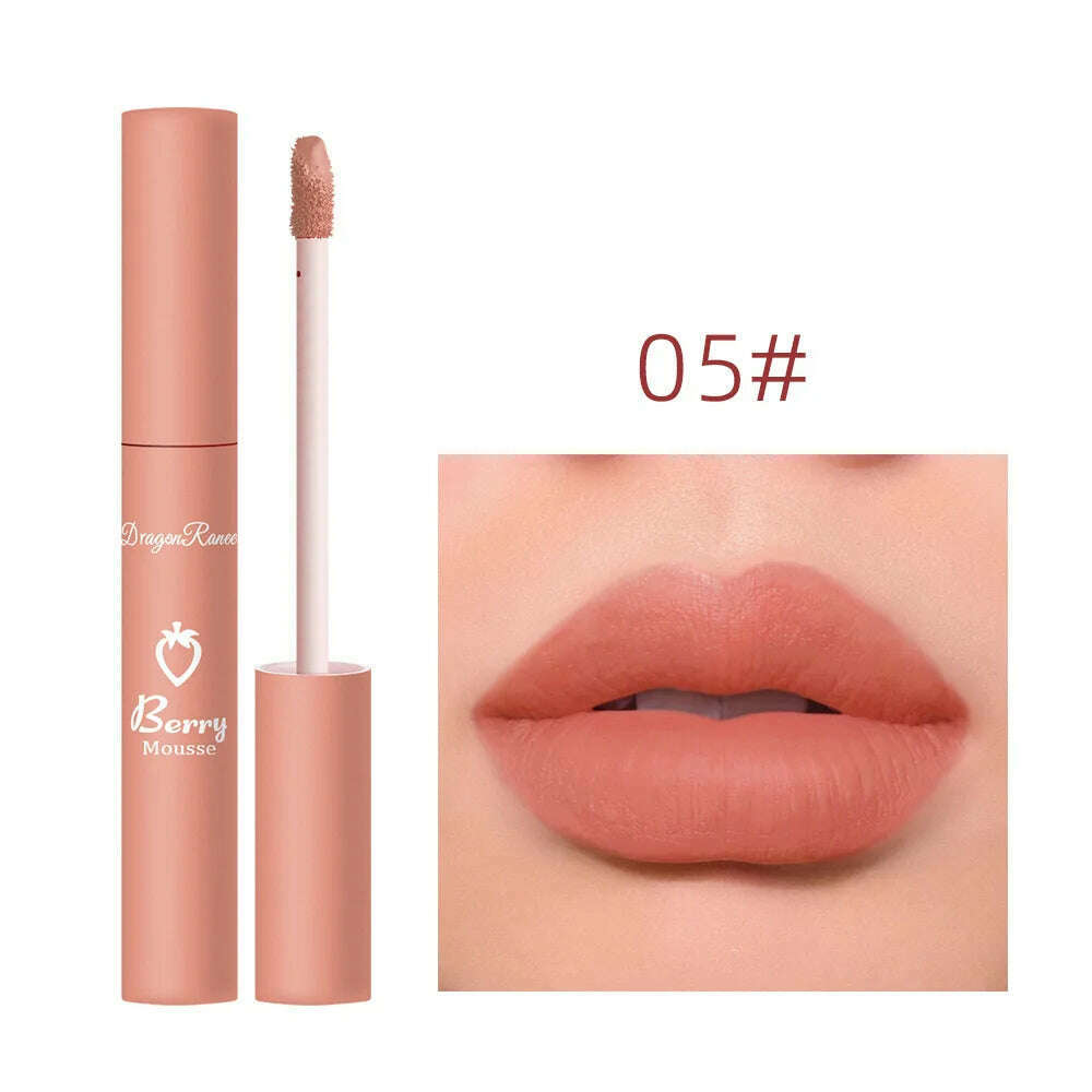 KIMLUD, Nude Matte Lip Gloss 12 Colors Long-lasting Velvet Lipstick Waterproof Non-fade Non-stick Cup Lipsticks Women Makeup Cosmetic, 05, KIMLUD APPAREL - Womens Clothes