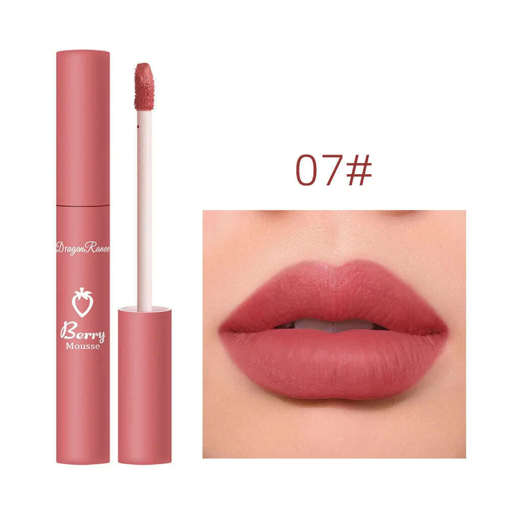 KIMLUD, Nude Matte Lip Gloss 12 Colors Long-lasting Velvet Lipstick Waterproof Non-fade Non-stick Cup Lipsticks Women Makeup Cosmetic, 07, KIMLUD APPAREL - Womens Clothes