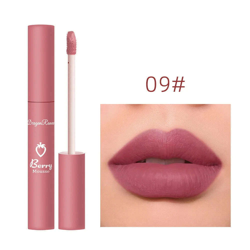 KIMLUD, Nude Matte Lip Gloss 12 Colors Long-lasting Velvet Lipstick Waterproof Non-fade Non-stick Cup Lipsticks Women Makeup Cosmetic, 09, KIMLUD APPAREL - Womens Clothes