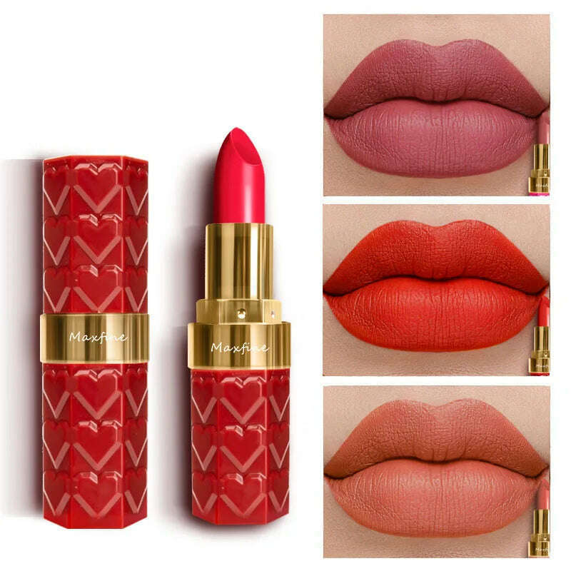 Nude Matte Lipsticks 4 Colors Waterproof Long Lasting Lip Stick Not Fading Sexy Nude Red Pink Velvet Lipsticks Makeup Cosmetic - KIMLUD