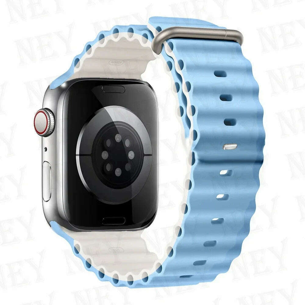 Ocean strap for Apple Watch Band 44mm Ultra 2 49mm 45mm 42mm 38/40/41mm silicone bracelet correa iwatch series 9 8 7 se 6 5 4 3 - KIMLUD