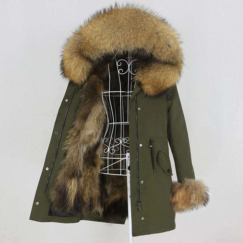 KIMLUD, OFTBUY 2022 Winter Jacket Women Long Parka Real Fox Fur Coat Natural Raccoon Fur Collar Hood Thick Warm Streetwear Parkas New, KIMLUD Womens Clothes