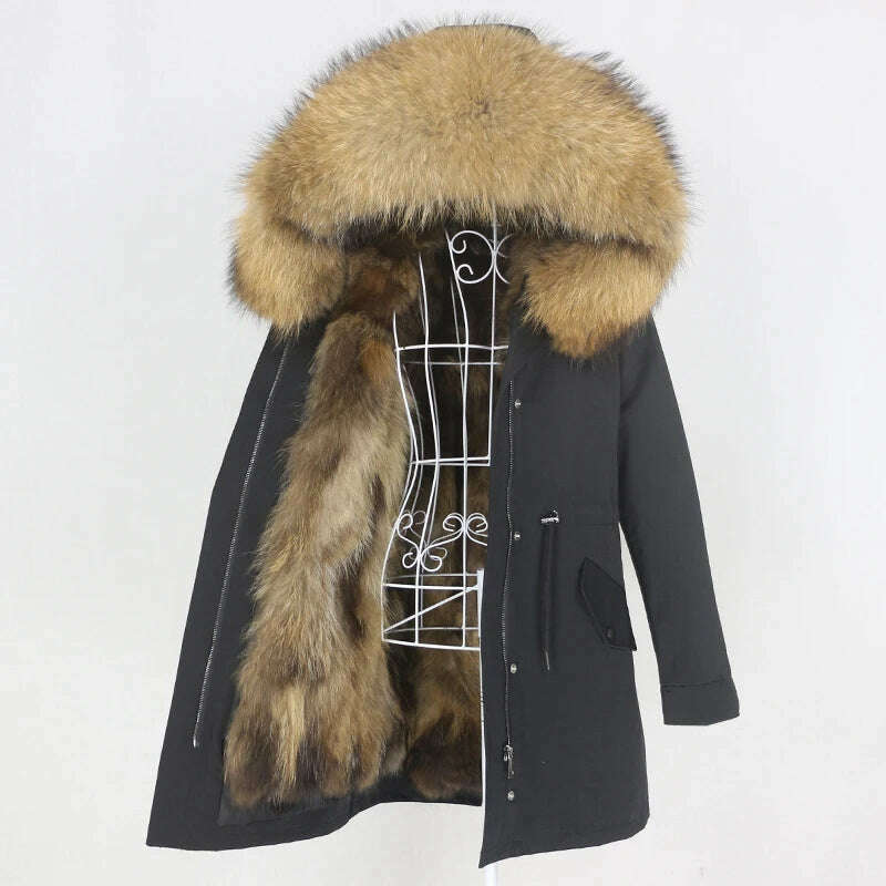 KIMLUD, OFTBUY 2022 Winter Jacket Women Long Parka Real Fox Fur Coat Natural Raccoon Fur Collar Hood Thick Warm Streetwear Parkas New, KIMLUD Womens Clothes