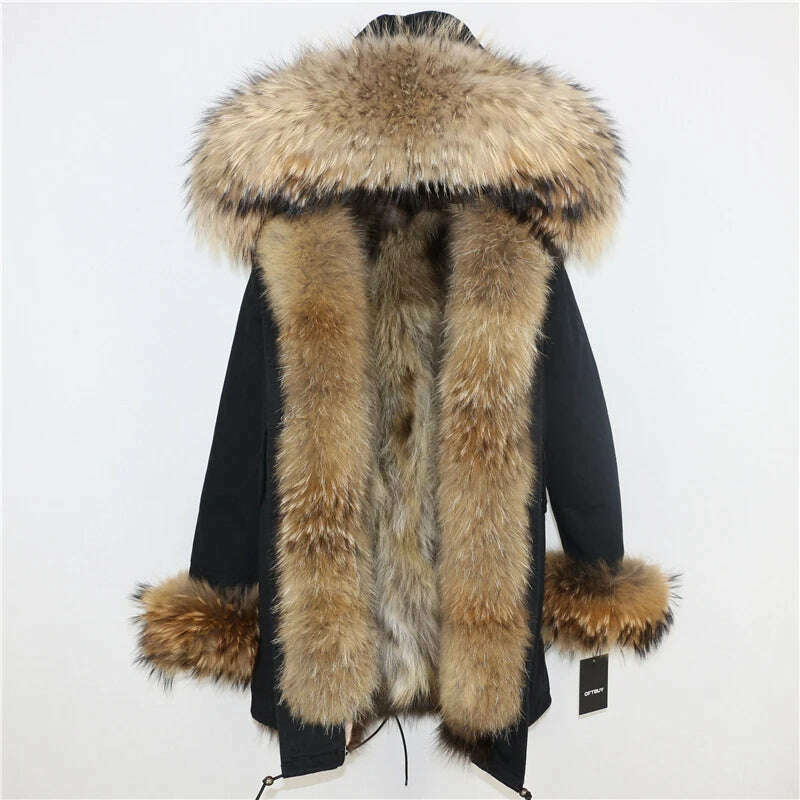 KIMLUD, OFTBUY 2022 Winter Jacket Women Long Parka Real Fox Fur Coat Natural Raccoon Fur Collar Hood Thick Warm Streetwear Parkas New, KIMLUD Womens Clothes