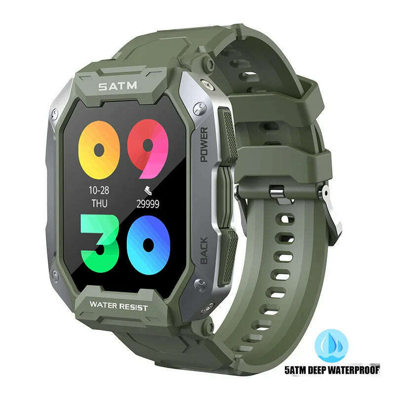 KIMLUD, Original C20 Military Smart Watch Men Camouflage Army Outdoor IP68 5ATM Waterproof Sports Heart Rate Blood Oxygen Smartwatch, Green, KIMLUD APPAREL - Womens Clothes