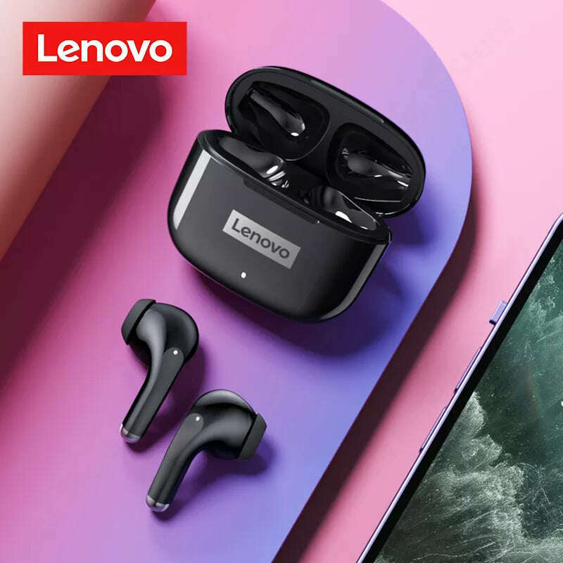 KIMLUD, Original Lenovo LP40 Pro TWS Earphones Wireless Bluetooth 5.1 Sport Noise Reduction Headphones Touch Control 250mAH 2022 New, Black, KIMLUD APPAREL - Womens Clothes